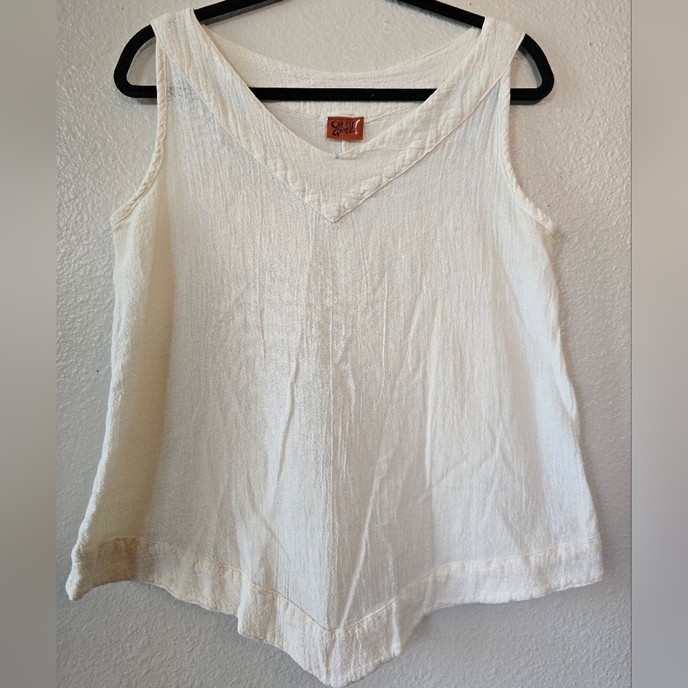 Oh My Gauze! Cream Tank Top with Breezy Comfort